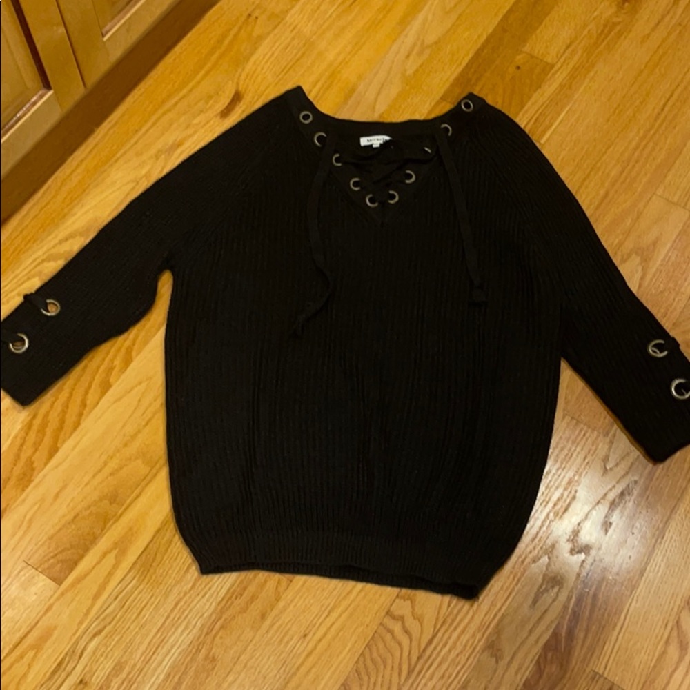 Black lace up sweater